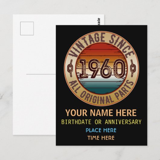  sinds 1960 Alle originele onderdelen Briefkaart (Voorkant / Achterkant)