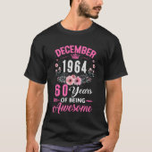 Sinds 1964 60 jaar oud December 60e Verjaardag Wom T-shirt (Voorkant)