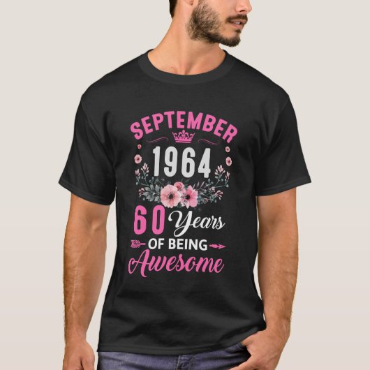 Sinds 1964 60 jaar oud September 60th Birthday WO T-shirt (Voorkant)