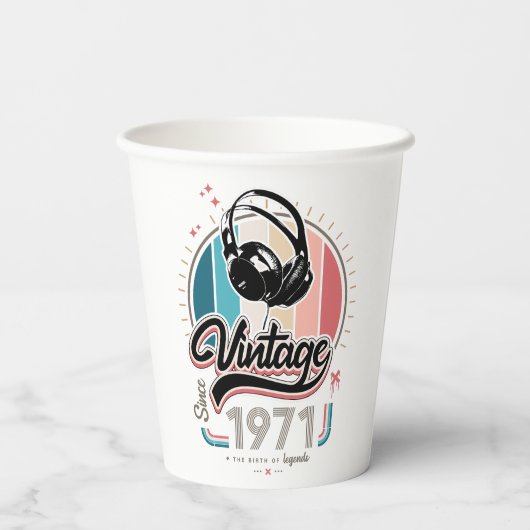  sinds 1971 Hoofdtelefoon Papieren Bekers (Achterkant)