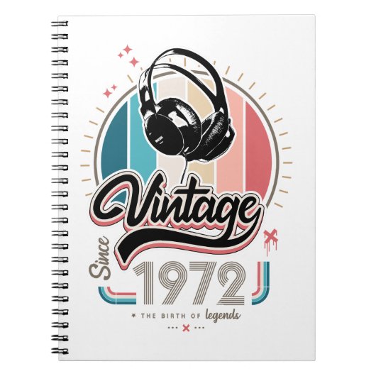 sinds 1972 Hoofdtelefoon Notitieboek (Voorkant)