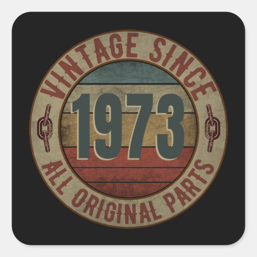 SINDS 1973 ALLE ORIGINELE DELEN VIERKANTE STICKER (Voorkant)