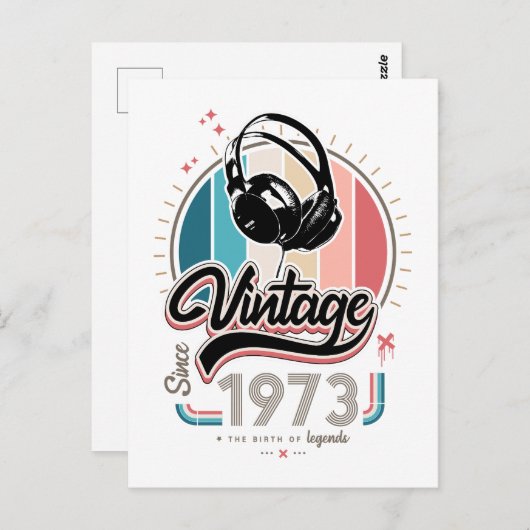  sinds 1973 Hoofdtelefoon Briefkaart (Voorkant / Achterkant)