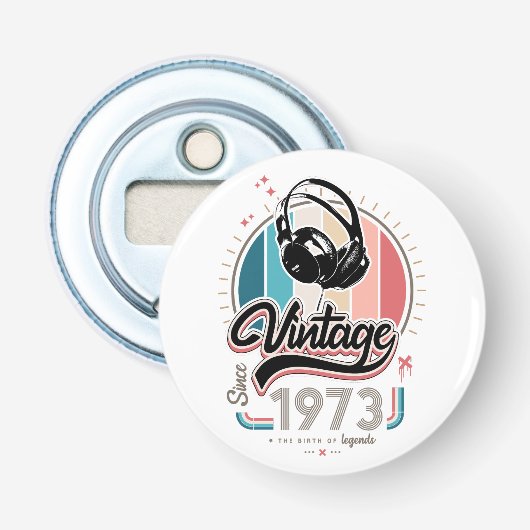  sinds 1973 Hoofdtelefoon Button Flesopener (Voorkant)