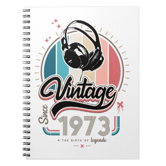  sinds 1973 Hoofdtelefoon Notitieboek (Voorkant)