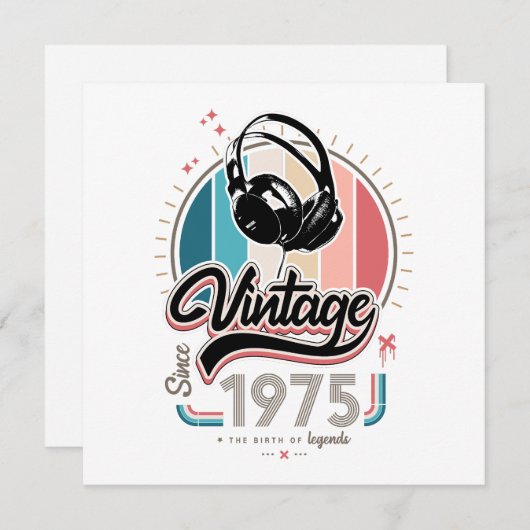  sinds 1975 Hoofdtelefoon Feestdagenkaart (Voorkant / Achterkant)