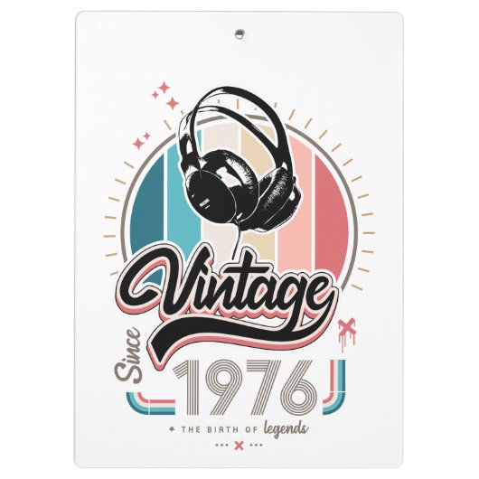  sinds 1976 Hoofdtelefoon Klembord (Achterkant)