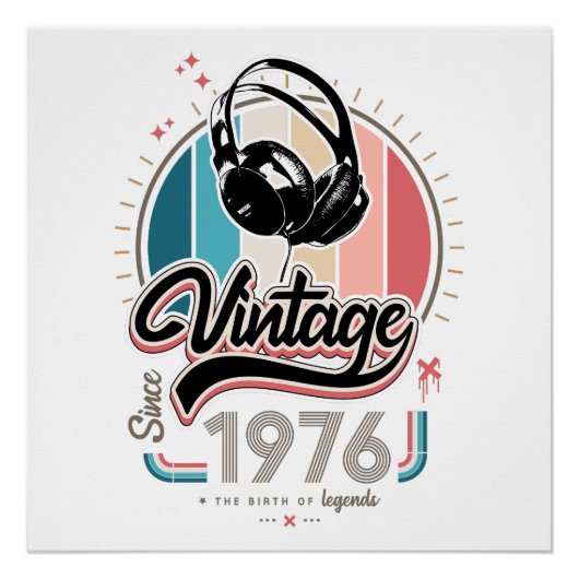  sinds 1976 Hoofdtelefoon Perfect Poster (Voorkant)