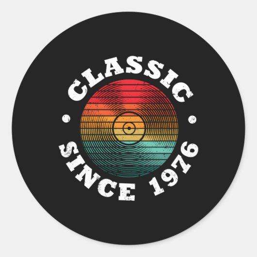 Sinds 1976 Vinyl Record Music Ronde Sticker (Voorkant)