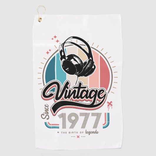  sinds 1977 Hoofdtelefoon Golfhanddoek (Voorkant)