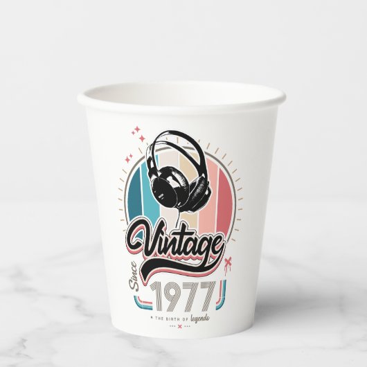  sinds 1977 Hoofdtelefoon Papieren Bekers (Voorkant)