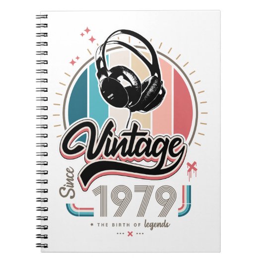 sinds 1979 Hoofdtelefoon Notitieboek (Voorkant)