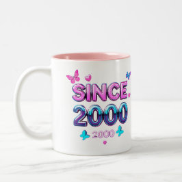 Sinds 2000 – Y2K Retro Aesthetische Typografie Ont Tweekleurige Koffiemok