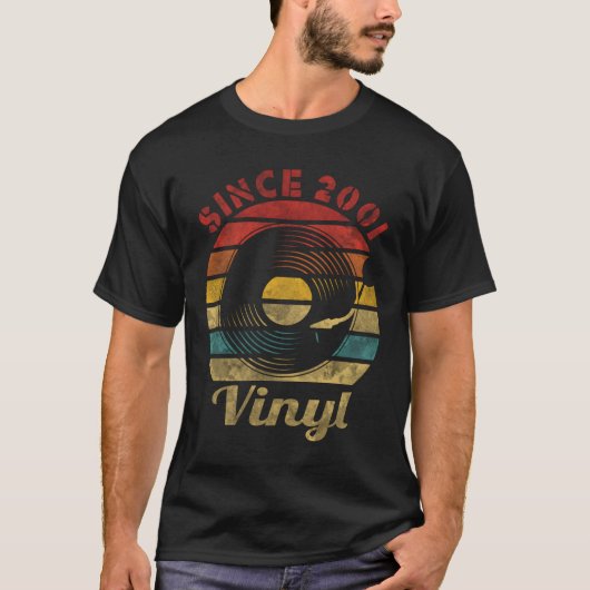 Sinds 2001 Vinyl Record Collector Muziek T-shirt (Voorkant)