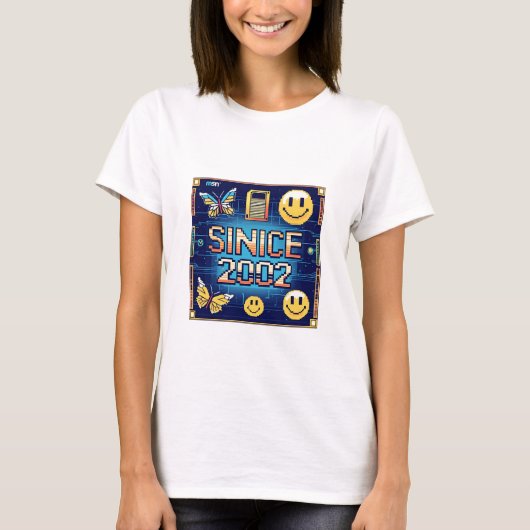 SINDS 2002 – Retro Computer Pixel Font & Digital N T-shirt (Voorkant)