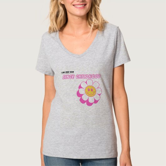 Sinds de kindertijd licht staal vrouwen V-hals T-s T-shirt (Voorkant)