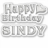 Sindy Happy Birthday silver Aufkleber Sticker (Voorkant)