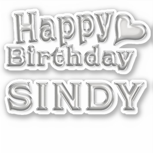 Sindy Happy Birthday silver Aufkleber Sticker (Voorkant)