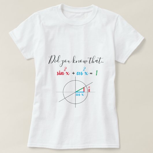 Sine and Cosine Identity Wiskunde Girl T-shirt (Design voorkant)