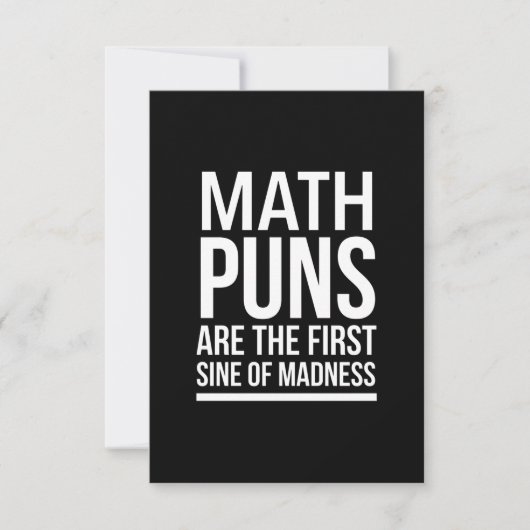 Sine of madness funny maths puns white bedankkaart (Voorkant)