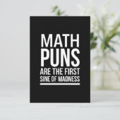 Sine of madness funny maths puns white bedankkaart (Staand voorkant)