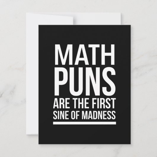 Sine of madness funny maths puns white bedankkaart (Voorkant)