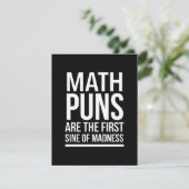 Sine of madness funny maths puns white bedankkaart (Staand voorkant)