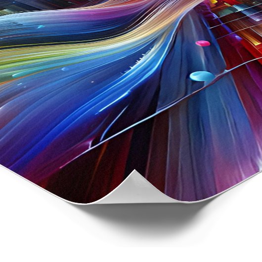 "Sinewaves Of Light" Colorful Futuristic  Poster (Hoek)