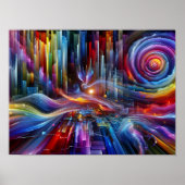 "Sinewaves Of Light" Colorful Futuristic  Poster (Voorkant)