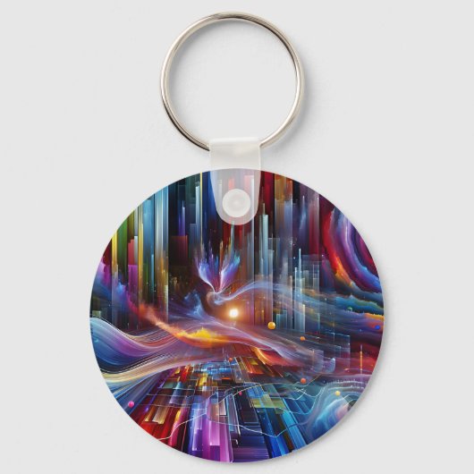 "Sinewaves Of Light" Modern Futuristic Beautiful Sleutelhanger (Achterkant)