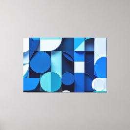 Sinfonía Azul: Abstracción Geométrica Canvas Afdruk