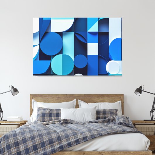 Sinfonía Azul: Abstracción Geométrica Canvas Afdruk (Insitu (Slaapkamer))