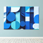 Sinfonía Azul: Abstracción Geométrica Canvas Afdruk (Insitu (Houten vloer))