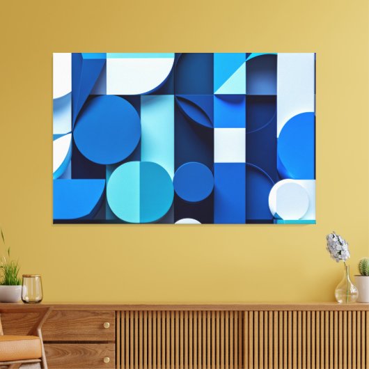Sinfonía Azul: Abstracción Geométrica Canvas Afdruk (Insitu (Woonkamer))