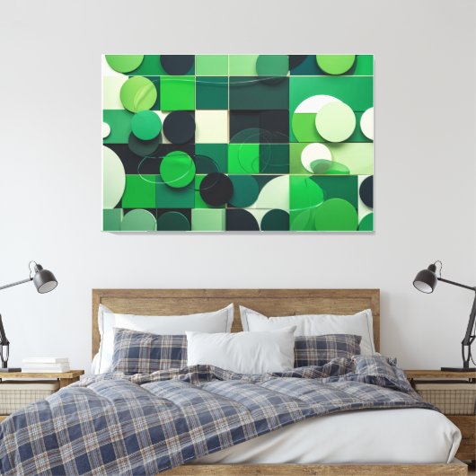 Sinfonía Verde Geométrica Canvas Afdruk (Insitu (Slaapkamer))