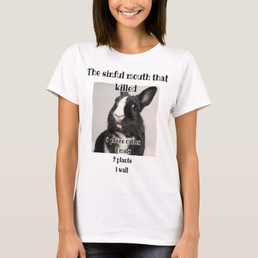 sinful mouth that killed Phone cable, wall bunny T-shirt (Voorkant)