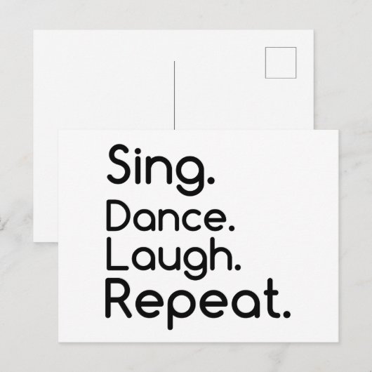 SING DANCE LAUGH REPEAT BRIEFKAART (Voorkant / Achterkant)