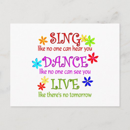 Sing Dance Live Briefkaart (Voorkant)