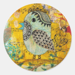 Sing gemengde media collage ronde sticker