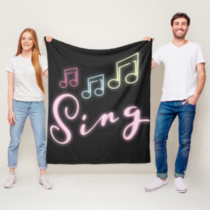 Sing Neon Muzieknoten Fleece Deken