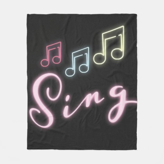 Sing Neon Muzieknoten Fleece Deken (Voorkant)