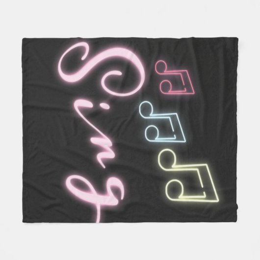 Sing Neon Muzieknoten Fleece Deken (Voorkant (Horizontaal))