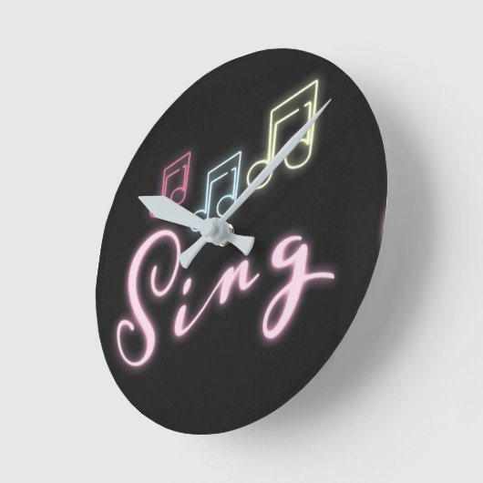 Sing Neon Muzieknoten Ronde Klok (Hoek)