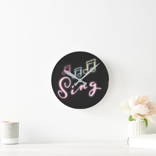 Sing Neon Muzieknoten Ronde Klok (Huis)