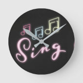 Sing Neon Muzieknoten Ronde Klok (Voorkant)