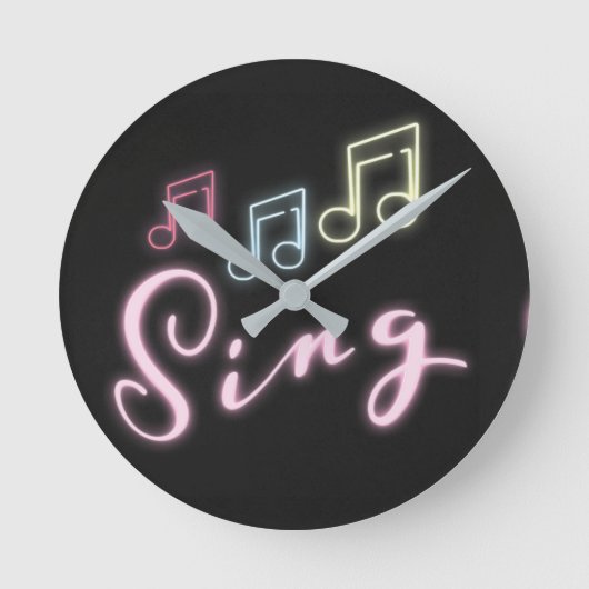 Sing Neon Muzieknoten Ronde Klok (Voorkant)