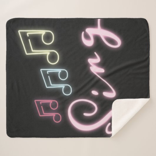 Sing Neon Muzieknoten Sherpa Deken (Voorkant (horizontaal))