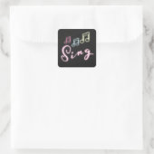 Sing Neon Muzieknoten Vierkante Sticker (Tas)
