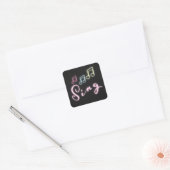 Sing Neon Muzieknoten Vierkante Sticker (Envelop)