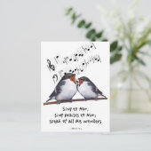 Sing Paus voor God: Twee vogels, Muzieknoten, kuns Briefkaart (Staand voorkant)
